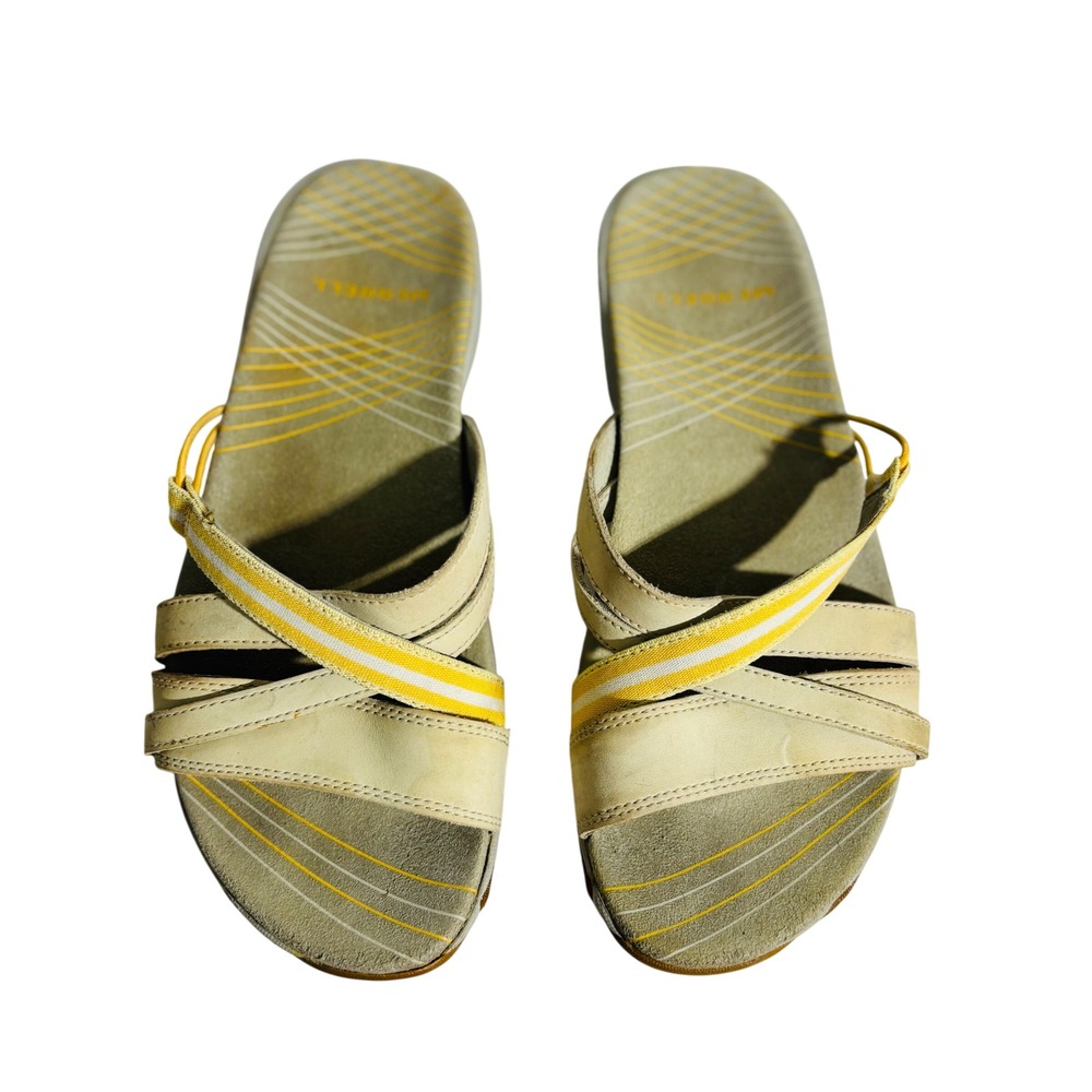 Merrell Sandals Acacia Silver Lining Flat Strappy‎ Slides Mules Yellow Sz 6